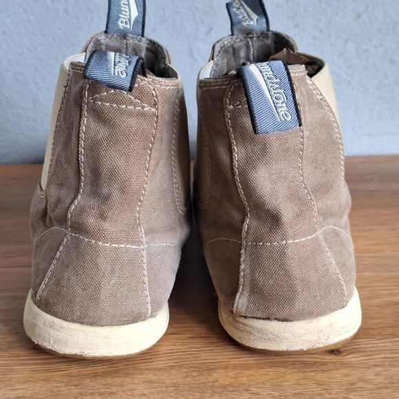 Blundstone Chelsea Boots Men Tan Canvas Pull On Ankle Size 10.5 AU 11.5 US - Picture 3 of 13